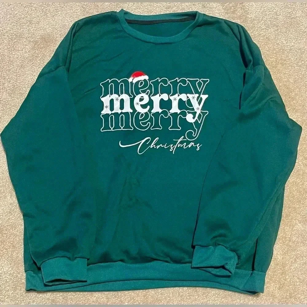 SHEIN Unity Plus Christmas Print Thermal Lined Sweatshirt